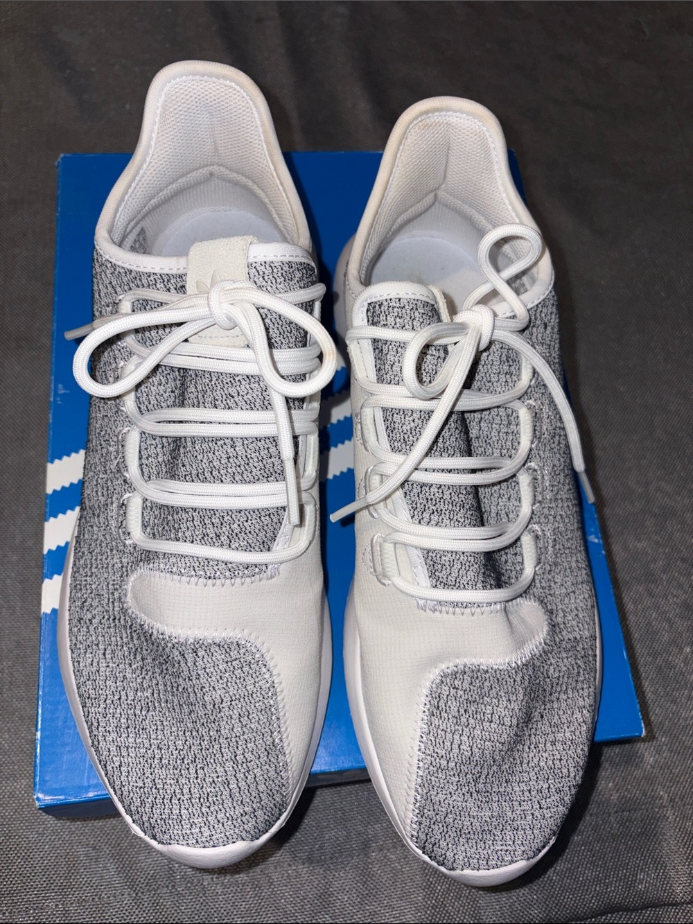 adidas Men's White & Gray Knit Tubular Shadown size 9.5Mens